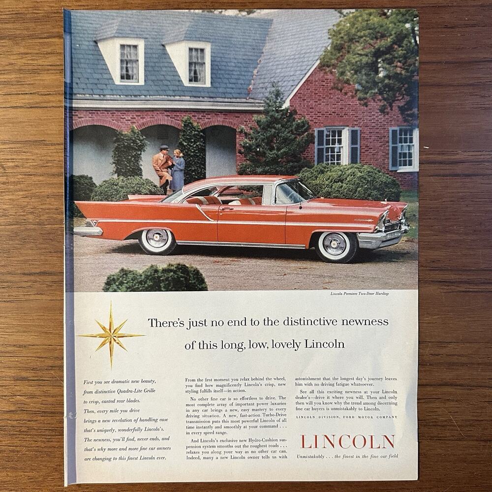 Vintage 1957 Lincoln Premiere Two-Door Hardtop Full Page Original Ad